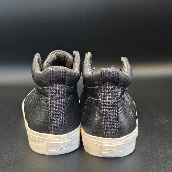 Toms Camila Black Croc Embossed Leather Hi-top - Picture 8 of 12